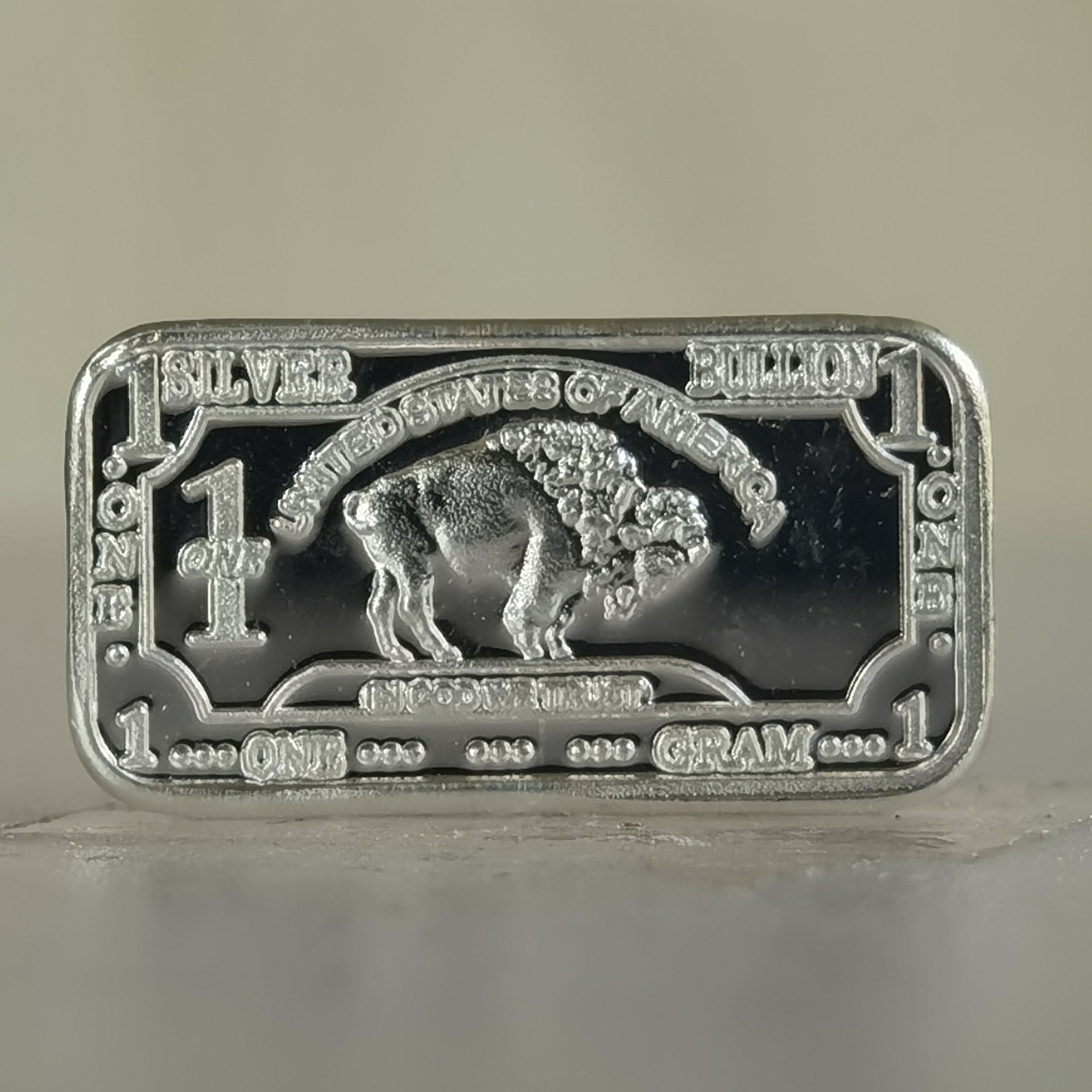 1 Gram 999 Fine Silver Buffalo  Bar